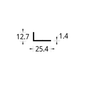 ANGULO ALUMINIO (1 X 1/2)"  (25.4 X 12.7) mm. ESPESOR 1.4 mm.