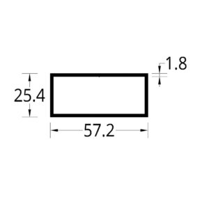 TUBULAR (2 1/4 X 1)"  (57.1 X 25.4) mm. ESPESOR 1.8 mm.