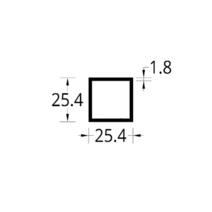 TUBULAR (1 X 1)"  (25.4 X 25.4) mm. ESPESOR 1.8 mm.