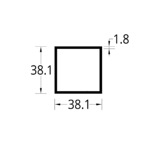 TUBULAR (1 1/2 X 1 1/2)" (38.1  X  38.1) mm. ESPESOR 1.8 mm.