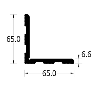ANGULO DE ENSAMBLE ESQUINERO (65 X 65) mm. ESPESOR  6.6 mm.