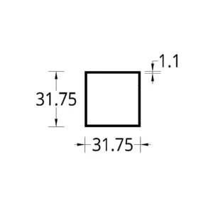 TUBULAR (1 1/4" X 1 1/4)" (31.75 X 31.75)mm. ESPESOR 1.1 mm.