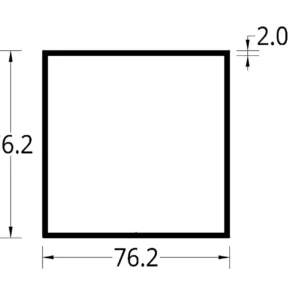 TUBULAR (3 X 3)"  (76.2 X 76.2) mm. ESPESOR 2.0 mm.