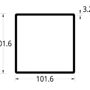 TUBULAR CON ARISTAS REDONDEADAS (4 X 4)"  (101.6 X 101.6) mm. ESPESOR 3.2 mm.