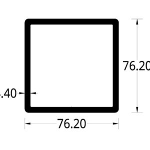 TUBULAR CON ARISTAS REDONDEADAS (3 X 3)"  (76.2 X 76.2) mm. ESPESOR 4.4mm.