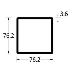 TUBULAR CON ARISTAS REDONDEADAS (3 X 3)"  (76.2 X 76.2) mm. ESPESOR 3.6 mm.