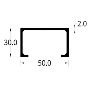 CANAL DE ALUMINIO (1 61/32 X 17)"  (50 X 30) mm.