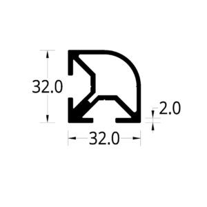 ESQUINERO CURVO DIVISION DE OFICINA (32 X 32) mm.