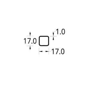 TUBULAR CON ARISTAS REDONDEADAS (17 X 17) mm. ESPESOR 1 mm.