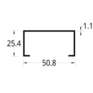 CANAL LISA DE ALUMINIO (2X1)"  (50.8  X 25.4) mm.