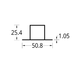 TUBULAR CON DOBLE ALETA (1 X 1)"  (50.8 X 25.4) mm. ESPESOR 1.05 mm.