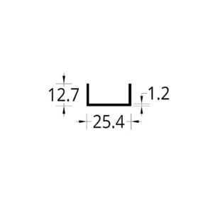 "U" DE (1  X  ½)" (25.4 X 12.7) mm.