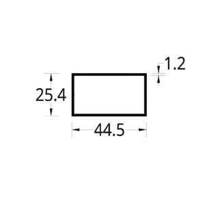 TUBULAR (1 3/4 X 1)" ( 44.45 X 25.04) mm. ESPESOR 1.2 mm.