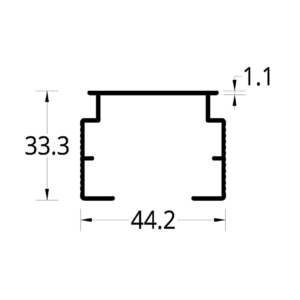 RIEL DE CORTINA VERTICAL (44.2  X 33,3) mm.