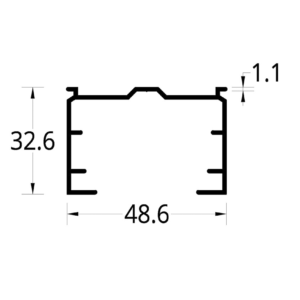 RIEL DE CORTINA VERTICAL (48,6  x 32,6) mm.