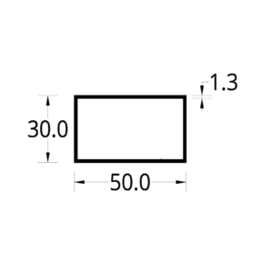 TUBULAR (2 X 1 1/4)"  (50 x 30) mm. ESPESOR 1.3 mm.