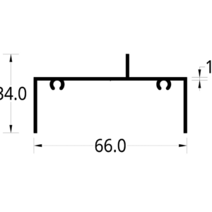 CANAL DE ALUMINIO CON ALETA DE (66 X 34) mm. CON AUTOROSCANTE