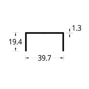 CANAL ALUMINIO (1 1/4 X 3/4)"  (39.7 X 19.4) mm.
