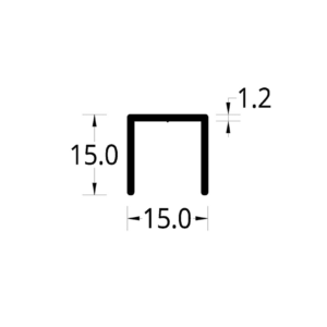 PISAVIDRIO EN "U" (15 X 15) mm.