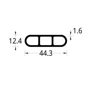 TUBULAR PARA MUEBLES DE ALUMINIO (44.3 X 12.4) mm.