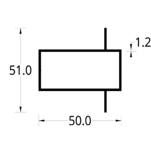 TUBULAR CON DOBLE ALETA SUPER CORRIDA (2 X 1)" (50 X 51) mm. ESPESOR 1.2 mm.