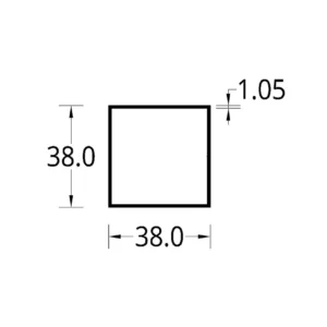 TUBULAR (1 1/2 X 1 1/2)" (38 X 38) mm. ESPESOR 1.05 mm.