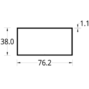TUBULAR (3 X 1 1/2)" (76.2 X 38) mm. ESPESOR 1.1 mm.