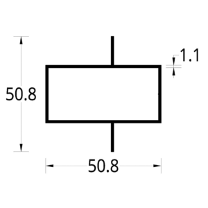 TUBULAR CON DOBLE ALETA DESCENTRADA (2 X 1)" (50.8 x 50.8) mm. ESPESOR 1.1
