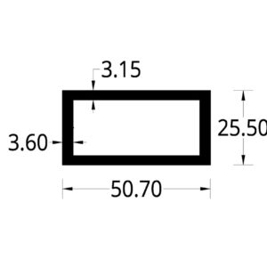TUBULAR (2 X 1 )"  (50.8 X 25.4) mm. ESPESOR 3.6mm.