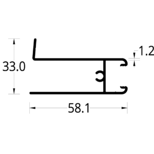 HORIZONTAL INFERIOR FIJO COLOSAL 2.6 (58.1 X 33) mm.