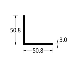 ANGULO ALUMINIO (2 X 2 X 1/8)"  (50.8 X 50.8) mm. ESPESOR 3 mm.