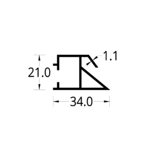 PERFIL PARA CARPAS (34 X 21) mm.