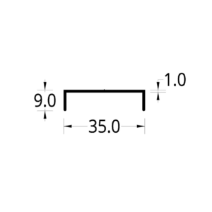 CANAL DE ALUMINIO (1 3/8 X 5/14)"  (35 X 9) mm.