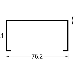 CANAL LISA DE ALUMINIO (3 X 1 1/2)"  (76.2 X 38.1) mm.