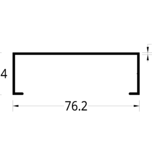CANAL LISA DE ALUMINIO (3 X 1)"  (76.2 X 25.4) mm.