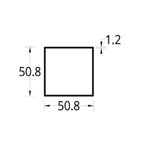 TUBULAR (2 X 2)"  (50.8 X 50.8) mm. ESPESOR 1.2 mm.