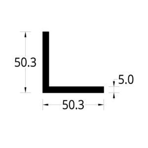 ANGULO ALUMINIO (2 X 2 X 3/16)"  (50.3 X 50.3) mm. ESPESOR 5 mm.