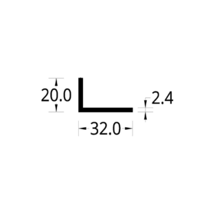 ANGULO ALUMINIO (1 1/4 X 3/4 X 1/8)"  (32 X 20) mm. ESPESOR  2.4 mm.