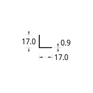 ANGULO ALUMINIO (3/4 X 3/4)"  (17 X 17) mm. ESPESOR 0.9 mm.