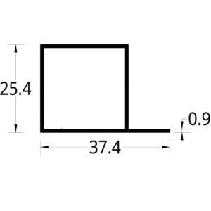 TUBULAR CON ALETA (1 X 1)"  (25.4 X 25.4) mm. ESPESOR 0.9 mm.