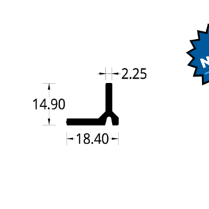 GUIA INFERIOR PUERTA COLGANTE (14.90X 18.40) mm