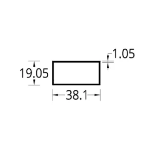 TUBULAR (1 1/2 X 3/4)"  (38.1 X 19.05) mm. ESPESOR 1.05 MM