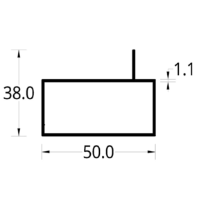 TUBULAR CON ALETA SUPER CORRIDA  (2 X 1)"  (50.8 X 38) mm. ESPESOR 1.1 mm.