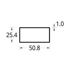 TUBULAR (2 X 1 )"  (50.8 X 25.4) mm. ESPESOR 1 mm.