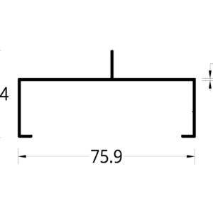 CANAL DE ALUMINIO (3 X 1)"  (76.2 X 38.1) mm. CON ALETA DESCENTRADA