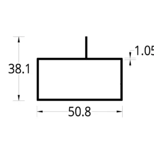 TUBULAR CON ALETA DESCENTRADA (2 X 1)"  (50.8 X 38.1) mm. ESPESOR 1.05 mm.