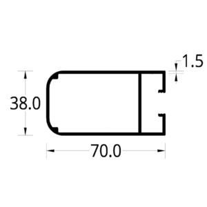 TRASLAPE CURVO P.C. 2038 PLUS/7038 (70 X 38) mm.