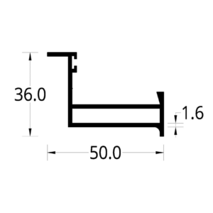 PERIMETRAL VIDRIO CON ALETA FACHADA SOLOVIT (50 X 36) mm.