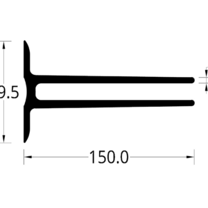 ZOCALO PARA VIDRIO DE SEGURIDAD (150 X 89.5) mm.