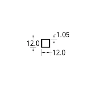 TUBULAR  (1/2 X 1/2)"  (12.0 X 12.0) mm. ESPESOR 1.05 mm.
